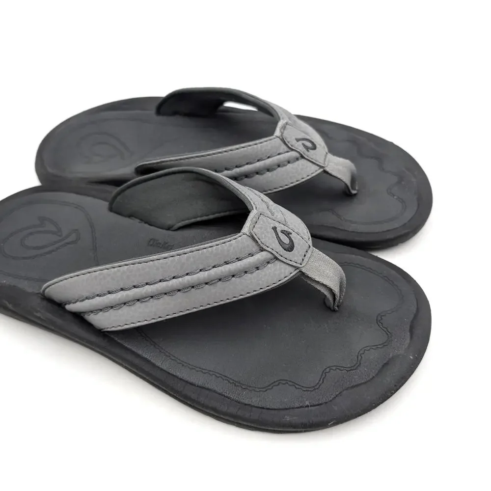 Olukai Hokua Soft Straps Flip Flop Beach Sandals Men's Black Size US8 EU41